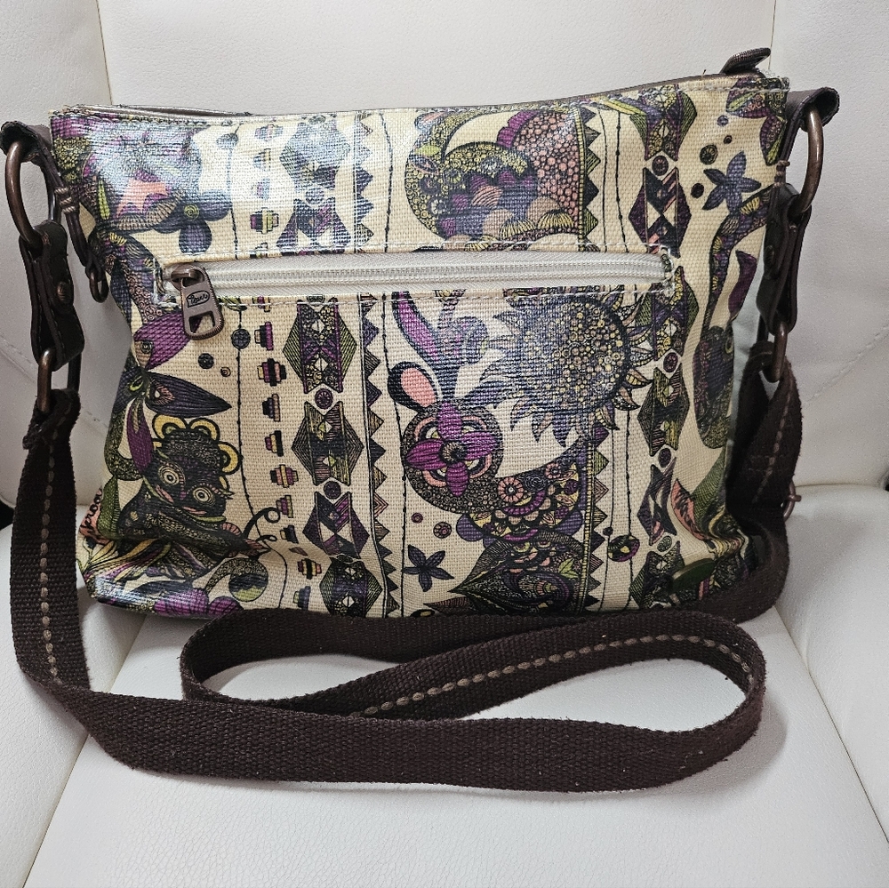 Sakroots Floral Cream Purple Crossbody Bag - Picture 8 of 12